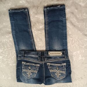 Rock Revival Ankle Jeans Womens 27 Stretch Skinny Embellished Distressed Y2K